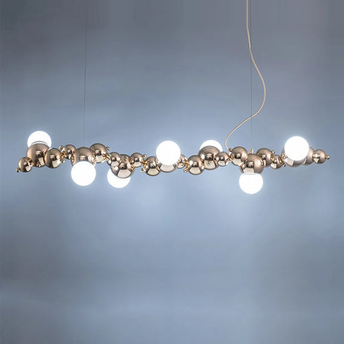 suspension design led art déco en or chromé pour intérieur élégant - vue 3 sur 16