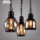 suspension industrielle rétro en verre ambré avec corde de chanvre