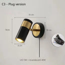 Adjustable Nordic wall lamp modern minimalist rotating LED light