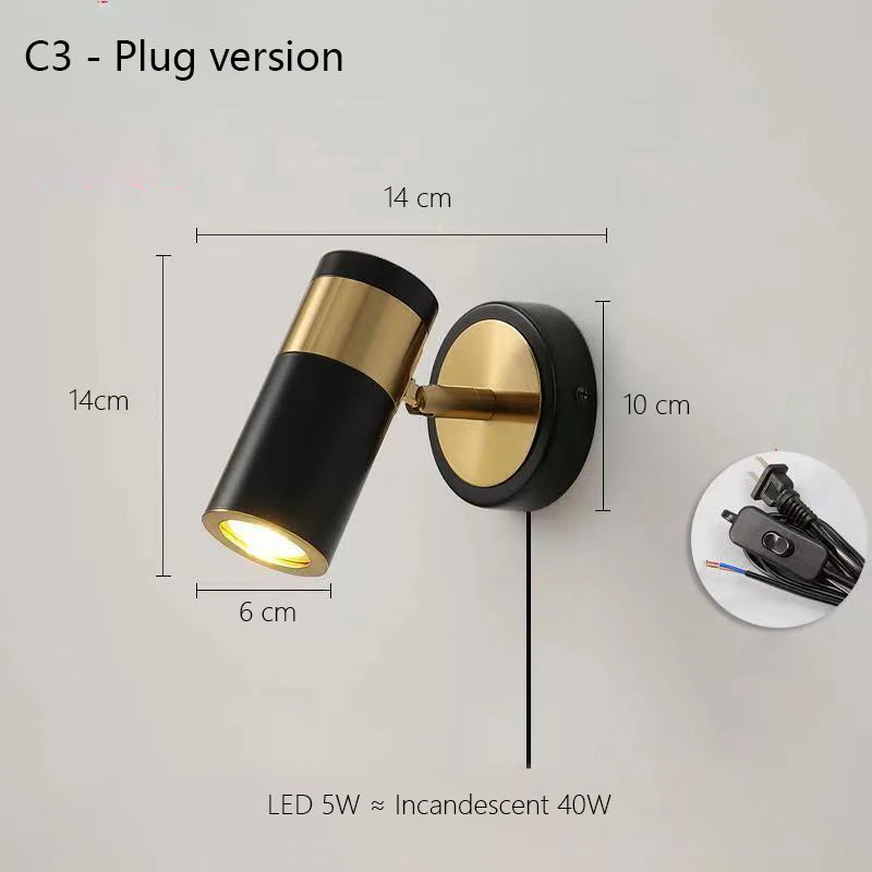 Adjustable Nordic wall lamp modern minimalist rotating LED light - vue 15 sur 15
