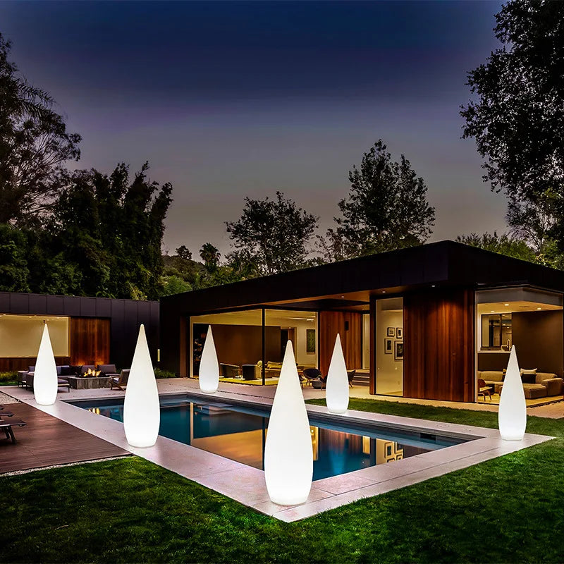 Éclairage solaire paysage RGB conception de gouttelettes d'eau étanche avec télécommande pour porche décorations de jardin lumières Led solaires extérieures - vue 4 sur 9