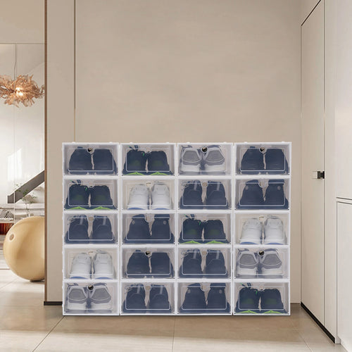 lot de 20 boîtes à chaussures pliables transparentes pour rangement - vue 4 sur 6