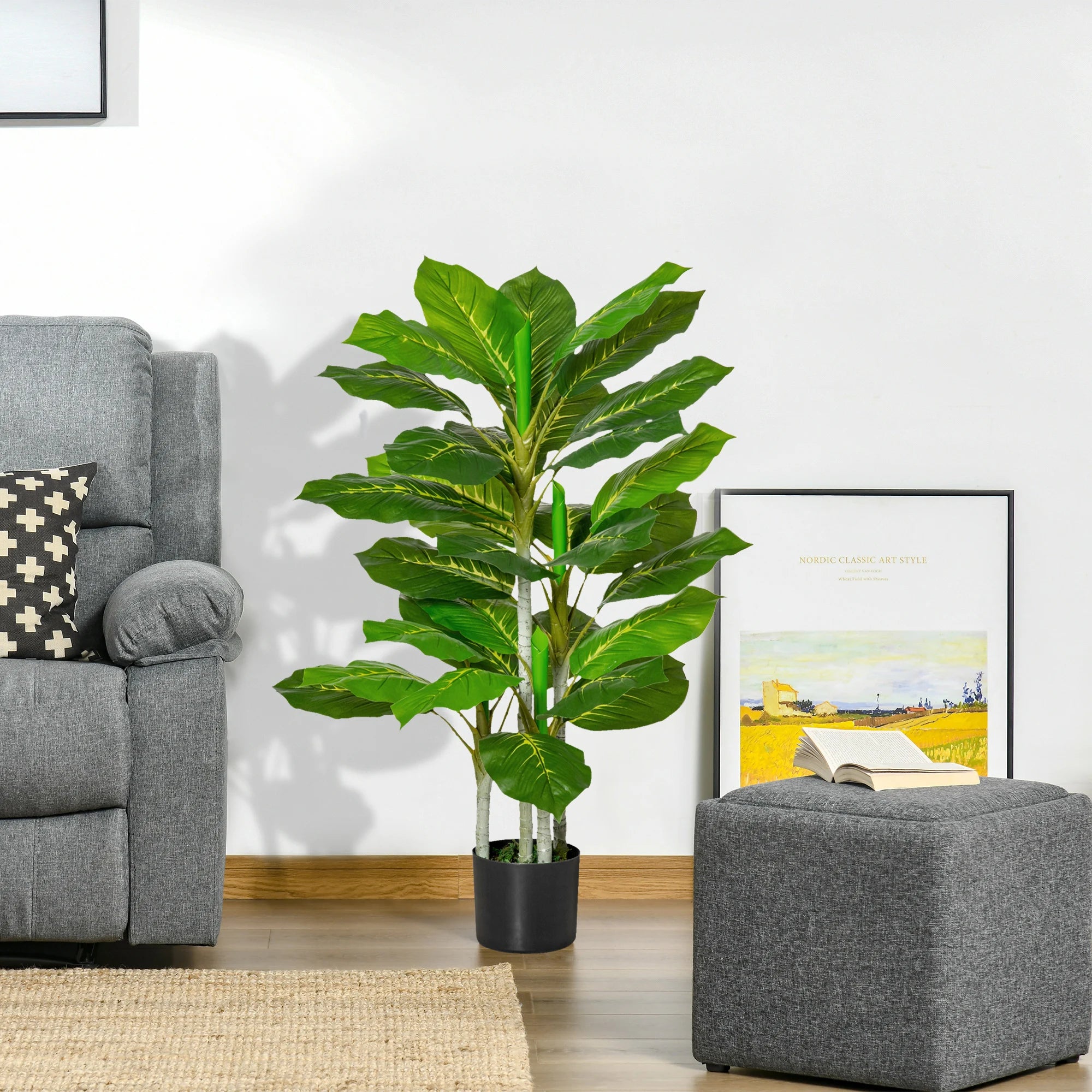 plante vivace artificielle avec pot en ciment décoratif - vue 7 sur 7