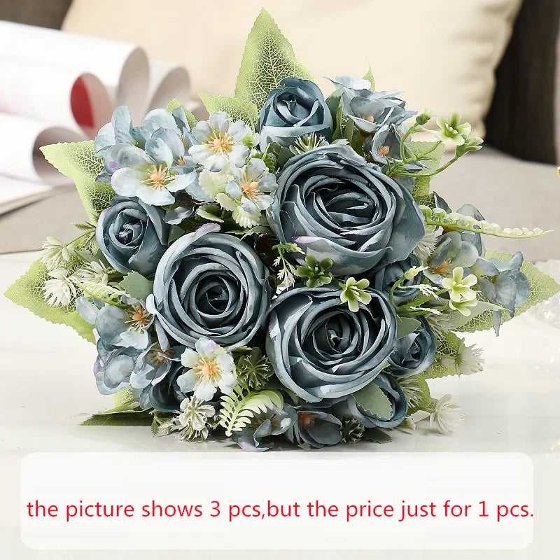 bouquet de roses artificielles en soie pour décoration intérieure - vue 10 sur 10