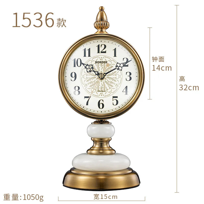 horloge de table européenne en métal plaqué cuivre élégant design luxe - vue 17 sur 18