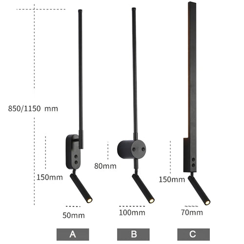 Modern Bedroom Living Room Wall Light ON/OFF Switch AC220V Black White Long Wall Lamps with LED Spotlights