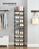 SONGMICS Shoe Rack, 10-Tier Metal Shoe Storage Organizer, Customizable Design, Metal Frame, Space-Saving Rack