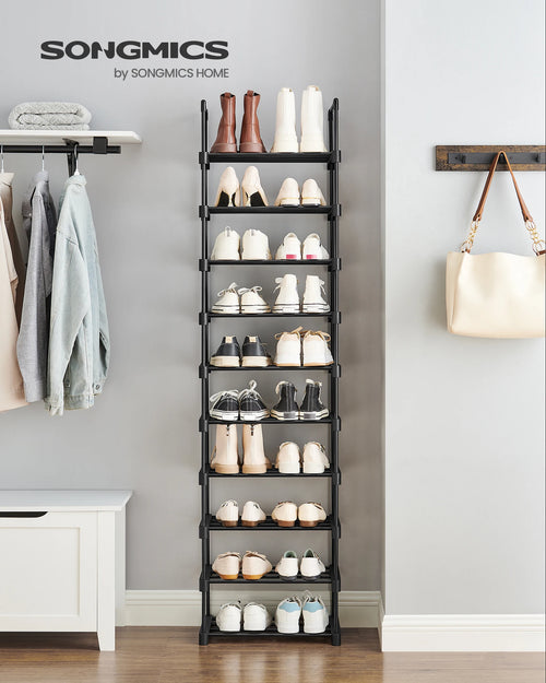 SONGMICS Shoe Rack, 10-Tier Metal Shoe Storage Organizer, Customizable Design, Metal Frame, Space-Saving Rack - vue 2 sur 7