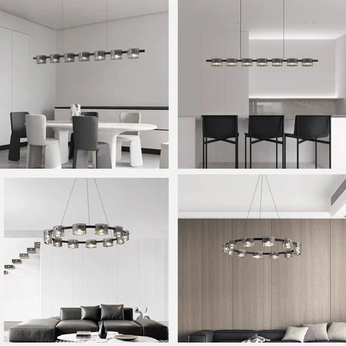 lustre sandyha moderne minimaliste abat-jour verre led suspendu