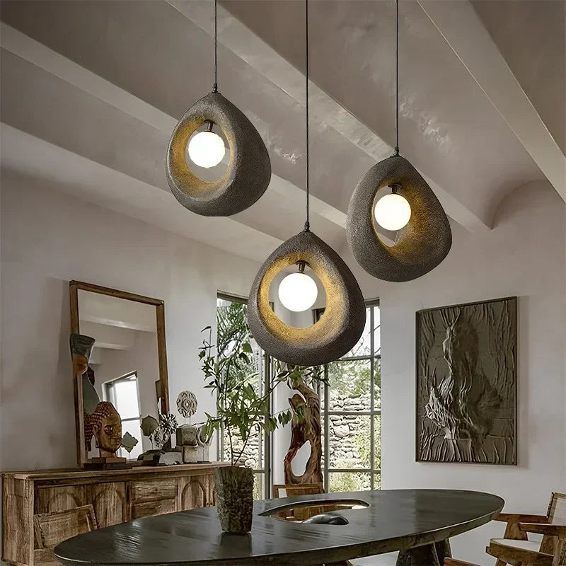 Minimalist nordic wabi sabi LED pendant light for interior decor - vue 5 sur 30
