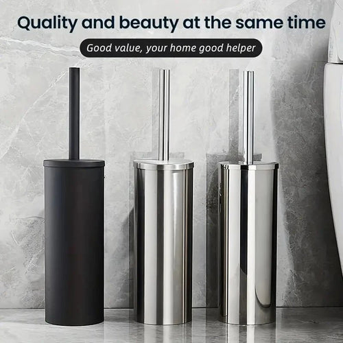 brosse de nettoyage en inox avec support mural pour salle de bain - vue 3 sur 13