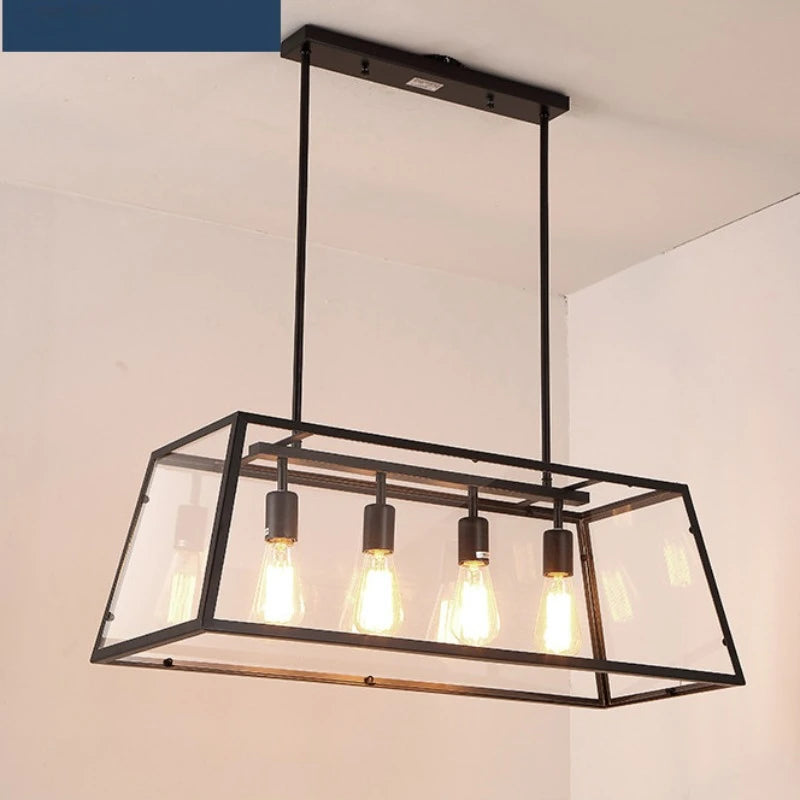 suspension industrielle vintage en fer et acrylique pour cuisine et bar - vue 4 sur 6