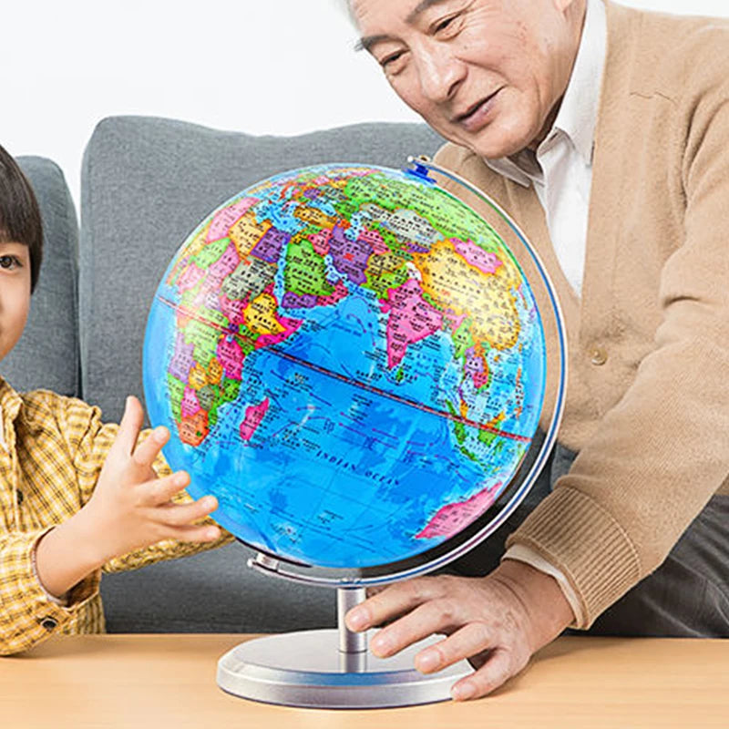 globe étudiant géographie avec lampe et base métallique pour bureau - vue 5 sur 14