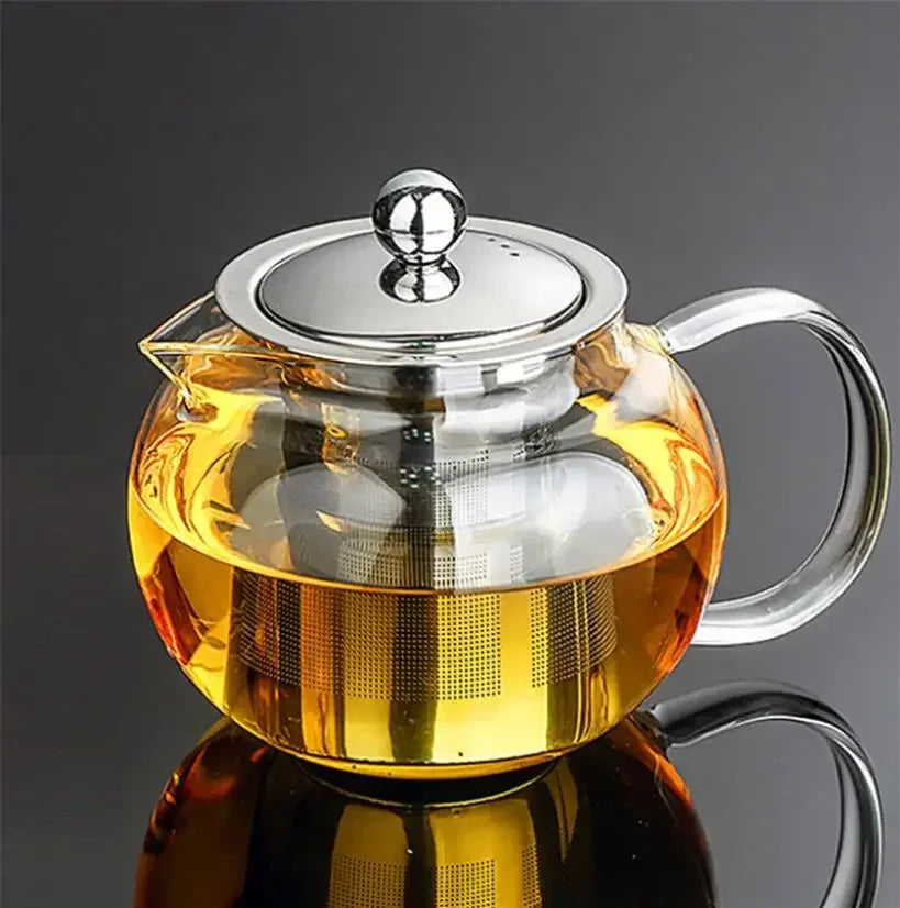 theiere en verre resistant a chaleur avec infuseur - vue 3 sur 9