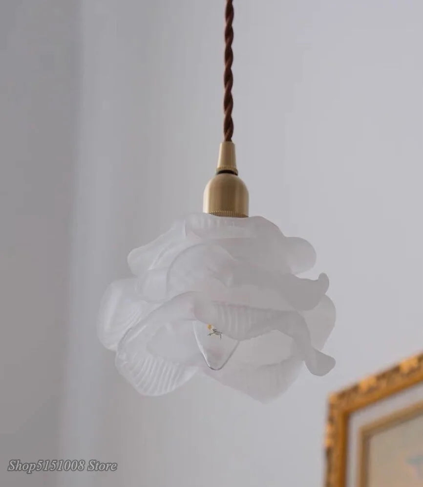 lustre rétro en laiton style français forme de fleur - vue 4 sur 11