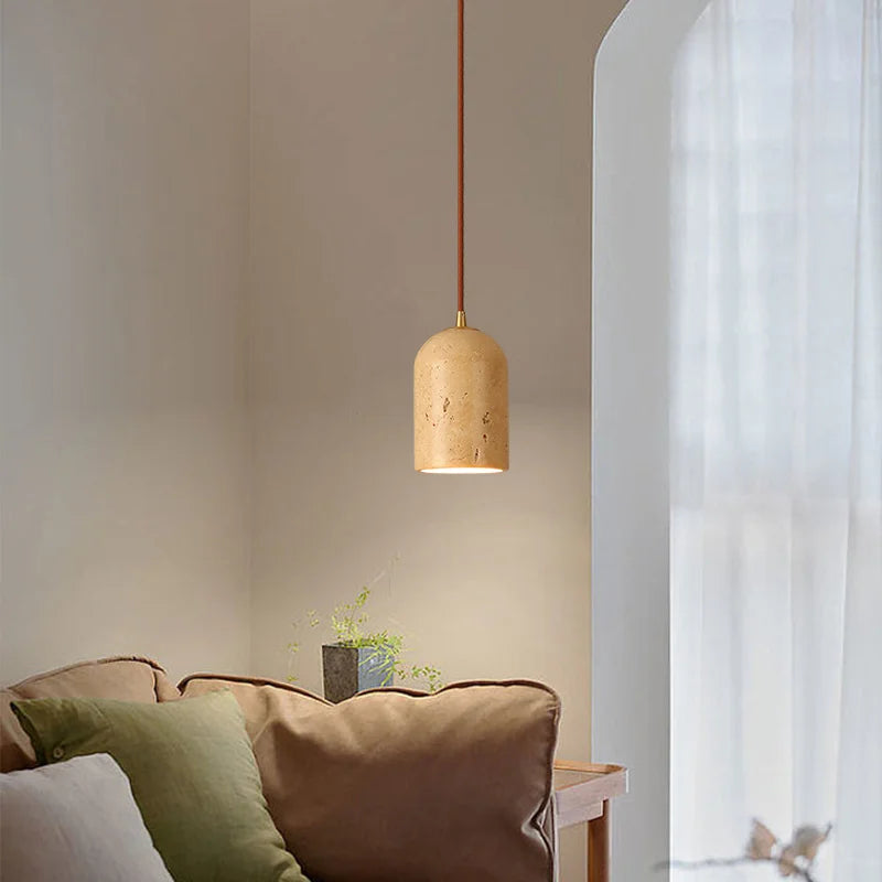 lustre suspendu led rétro avec pierre naturelle vintage - vue 3 sur 6