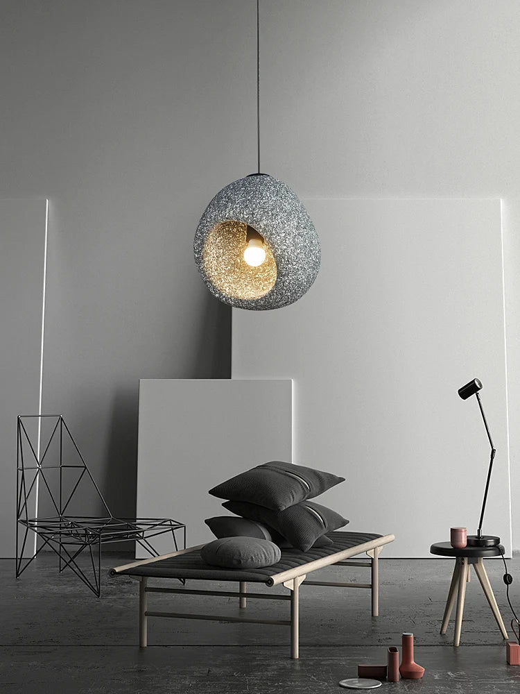 suspension led nordique wabi sabi simple et créative personnalisée - vue 5 sur 10
