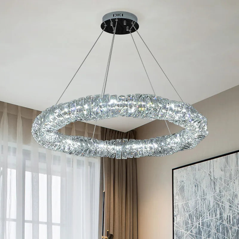 2024 Luxury K9 Crystals Chandelier Led Pendant Lights Steel Luxury Hanging Lamp Fixtures For Home decoration - vue 7 sur 24