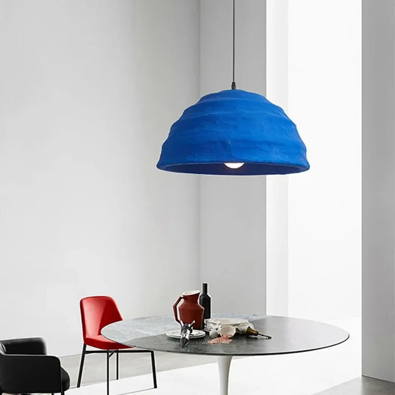 Designer Wabi Sabi Bar Decoration Handmade Pendant Light Nordic Restaurant Chandelier Minimalist Klein Blue Bedroom Bedside Lamp - vue 5 sur 8