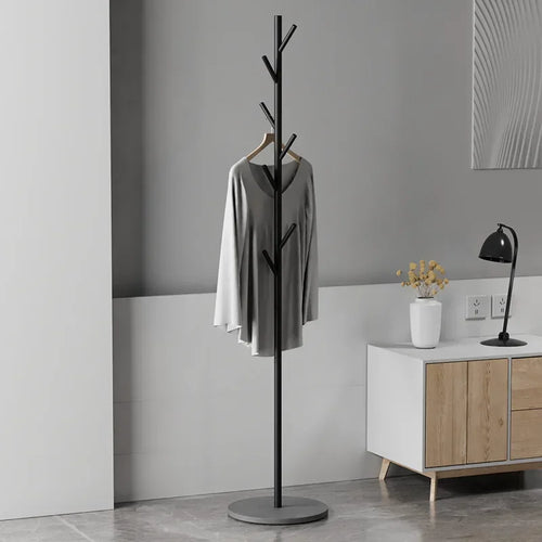 Floor To Floor Bedroom Light Luxury Rock Plate Base Metal Hanger, Marble Scarf and Bag Rack for Entering The Home Coat Rack - vue 6 sur 30