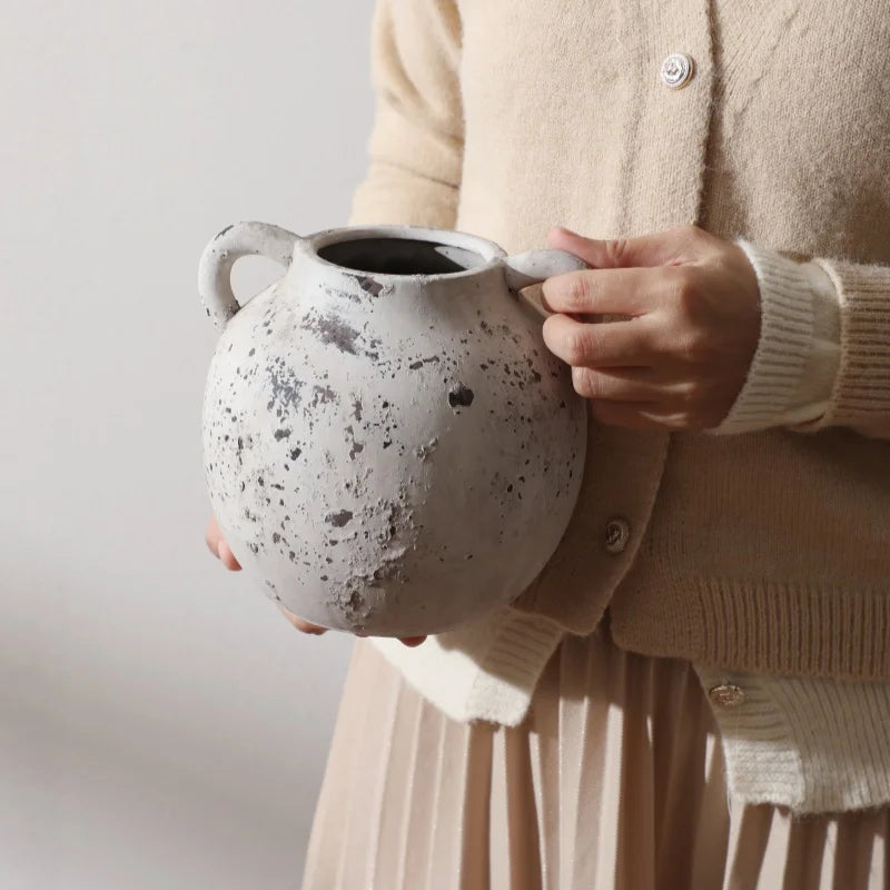 vase en céramique rétro pour fleurs séchées décoration maison artisanale - vue 4 sur 7
