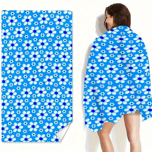 Serviette de plage microfibre motif floral vintage multiusage