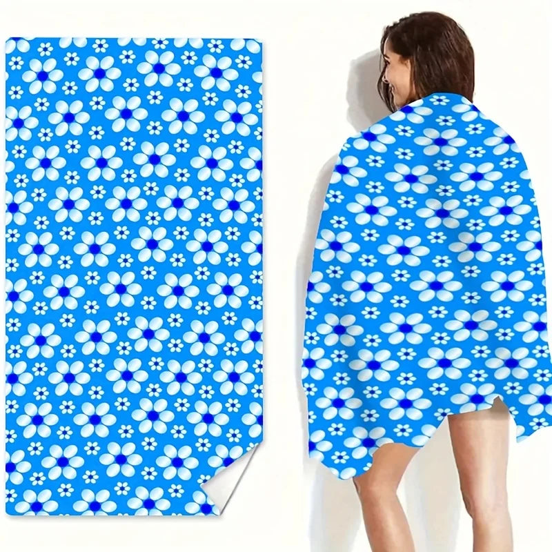 Serviette de plage microfibre motif floral vintage multiusage