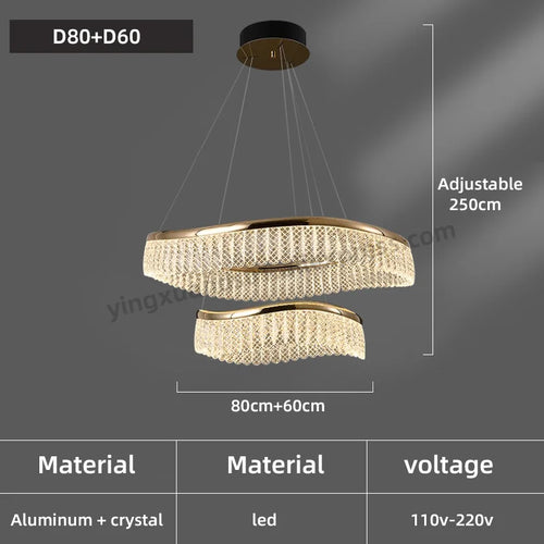 Minimalist Nordic style LED crystal chandelier - vue 13 sur 12