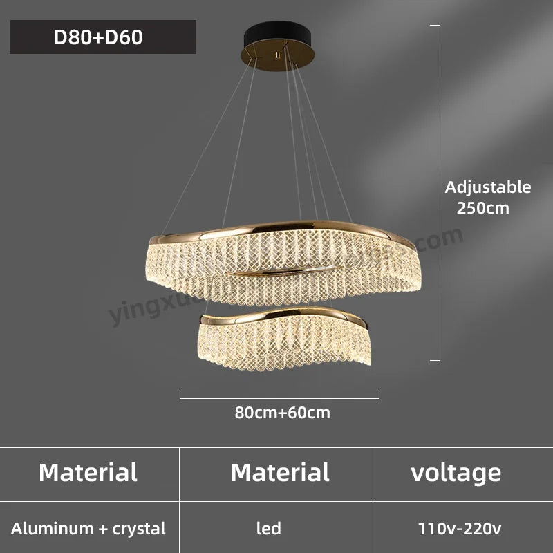 Minimalist Nordic style LED crystal chandelier - vue 12 sur 12