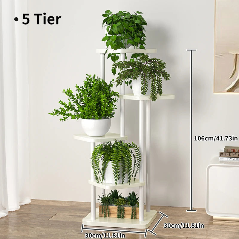 support en bois pour plantes et fleurs à plusieurs niveaux