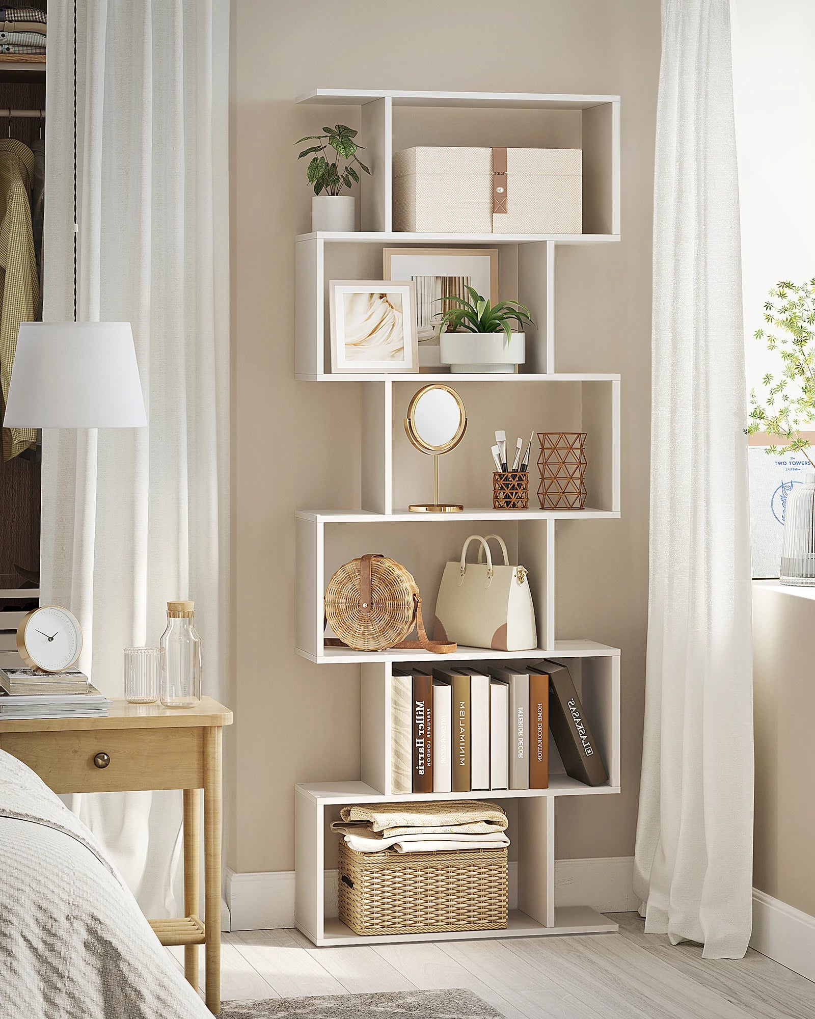 VASAGLE Bookcase, 6 Tier Shelf, Storage Unit, Divider, for Living Room, Bedroom, Office - vue 3 sur 8