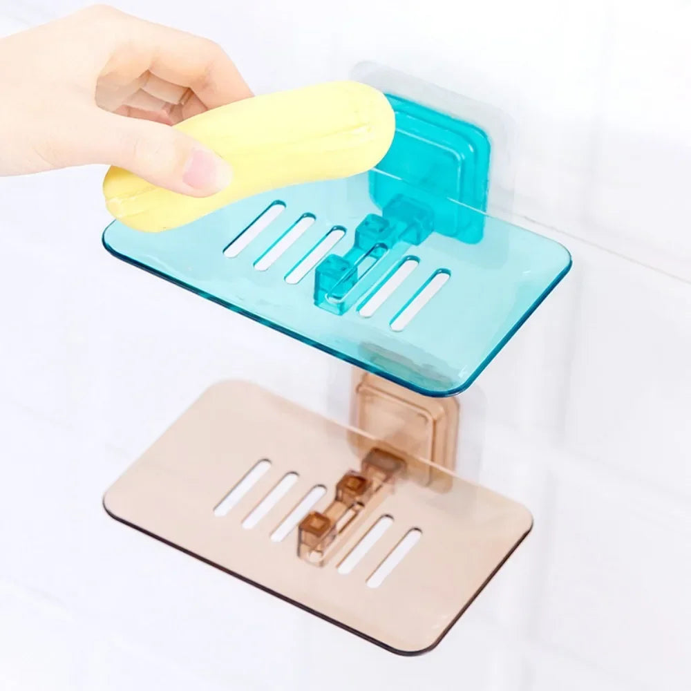 porte-savon mural auto-adhésif à double couche pour salle de bain - vue 5 sur 9