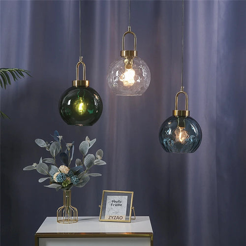 Modern minimalist glass LED chandeliers nordic design - vue 4 sur 12