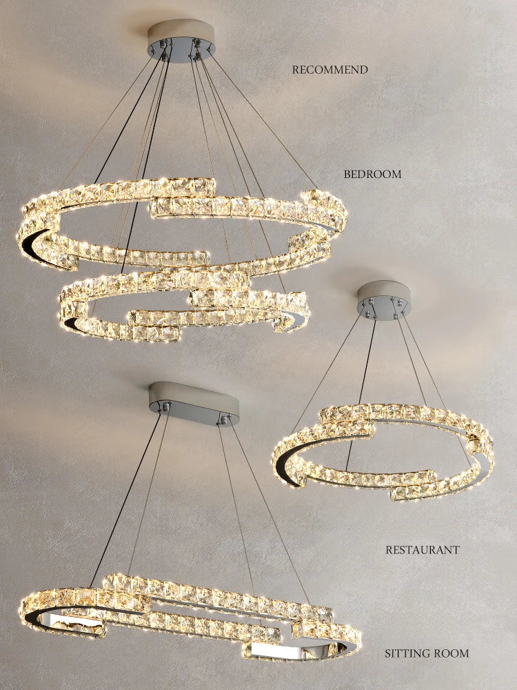 lustre led en cristal design luxe pour décoration intérieure - vue 6 sur 14