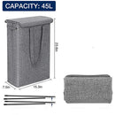 45L Slimline Laundry Hamper with Lid, Family Bathroom Life Clothes Pants Storage Dirty Clothes Basket Folding Laundry Basket