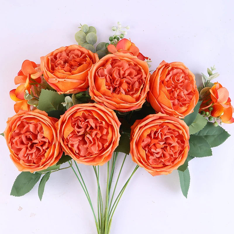 bouquet de roses artificielles en soie pour décoration intérieure - vue 7 sur 16