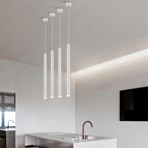 lustre suspendu led moderne long tube pour restaurant nordique