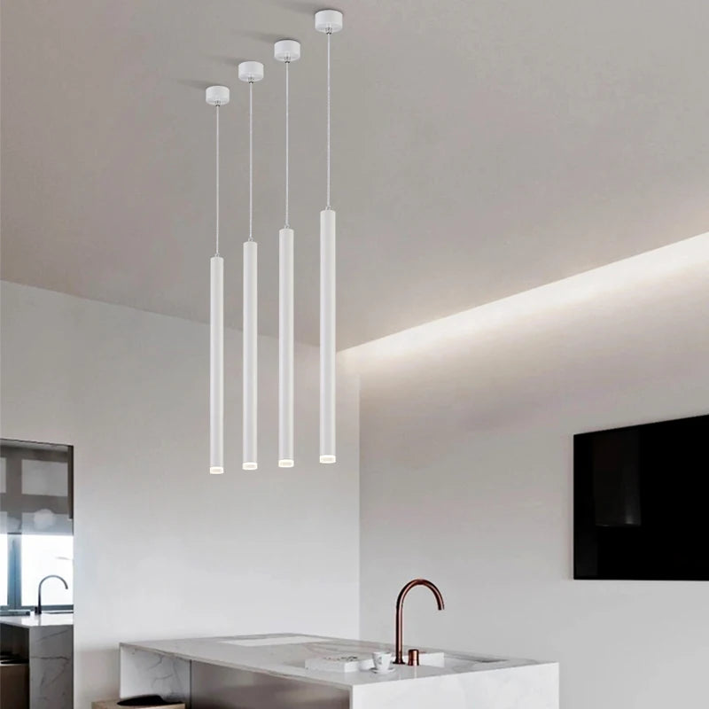 lustre suspendu led moderne long tube pour restaurant nordique - vue 5 sur 5