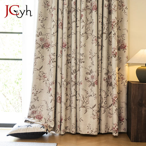 Rideau occultant motif floral style moderne salon chambre - vue 5 sur 7