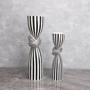 Black and White Striped Twisted Rope Knot Single Candle Holder, Resin, Dining Table Wedding Center Decoration, Modern Decoration