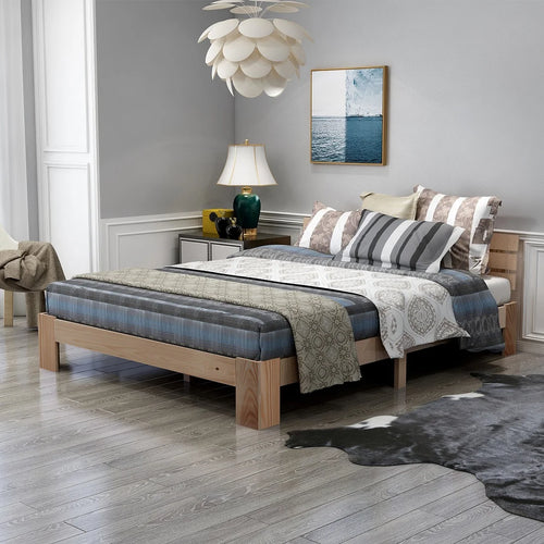 EU STOCK Wooden bed Double bed, headboard, slatted grille -200 x 140cm solid wood FSC Solid wood double bed - vue 6 sur 8