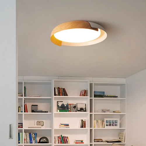 SANDYHA nordique Led ronde plafonnier Original Grain de bois éclairage chambre salon salle à manger étude décor à la maison Design Luminaire - vue 4 sur 13