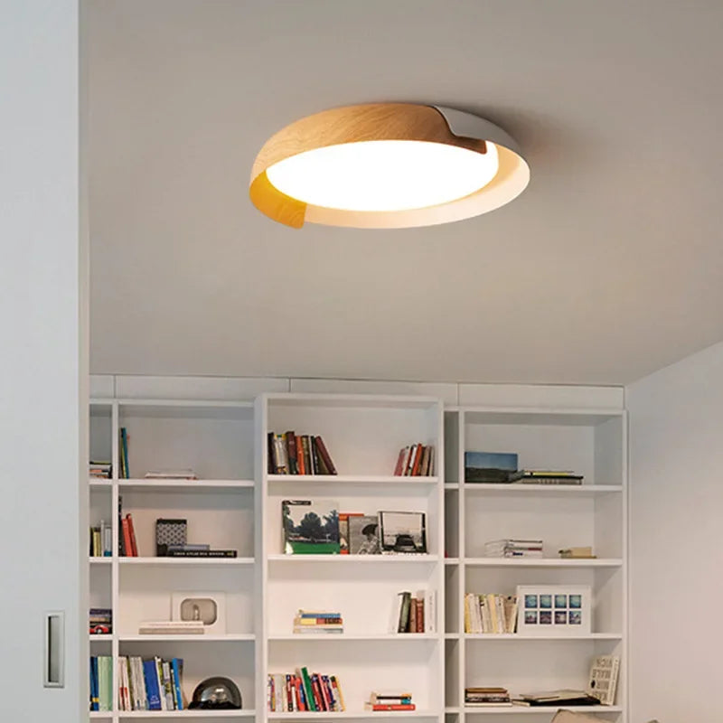 SANDYHA nordique Led ronde plafonnier Original Grain de bois éclairage chambre salon salle à manger étude décor à la maison Design Luminaire - vue 3 sur 13