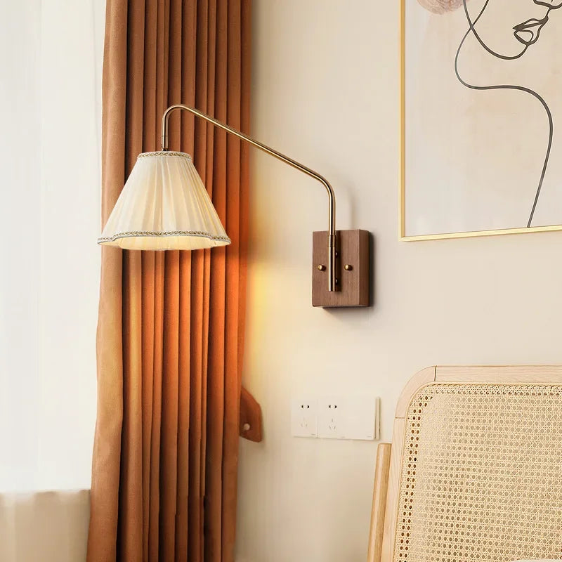 Retro Bedroom Wall Lamp, Nordic Nostalgic Wooden Homestay, Living Room, Dining Room, Study, Bedside Decoration, LED Wall Lamp - vue 5 sur 8