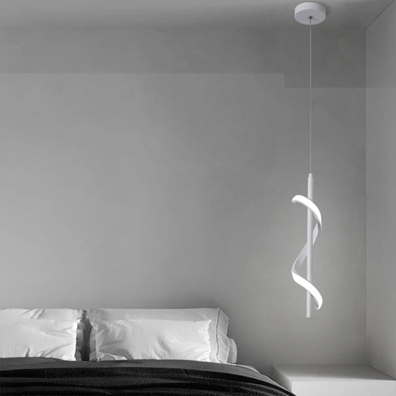 suspension led modernes avec long câble spirale - vue 3 sur 7