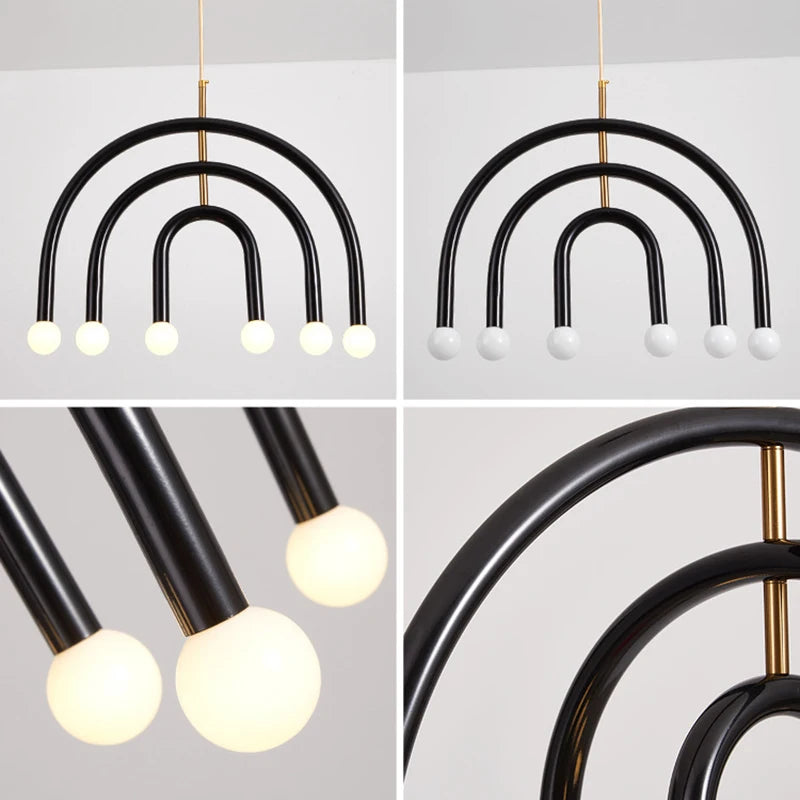lustre arc-en-ciel métallique fil art déco suspendu réglable
