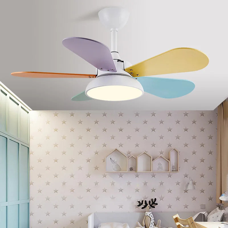 plafonnier moderne ventilateur led télécommande en bois design élégant - vue 5 sur 8