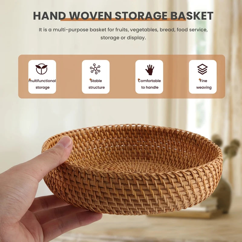 panier de rangement rond en rotin fait main pour lautomne - vue 3 sur 7