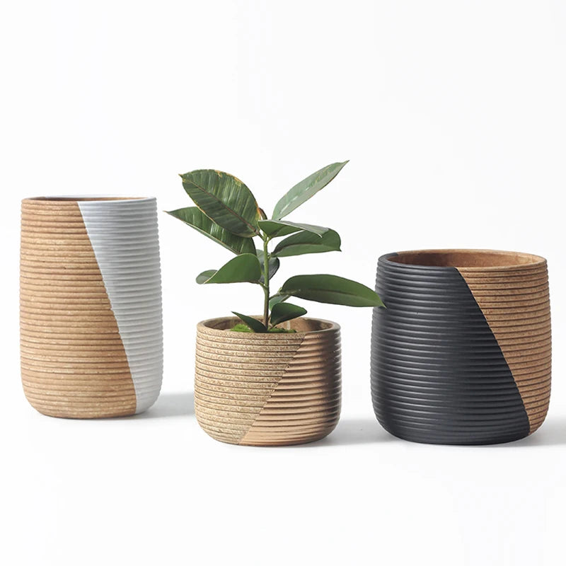 Concrete Silicone molds Cement Flowerpot Silicone Mold Succulent Pots Simple line Design garden flowerpot  silicon mold - vue 5 sur 10