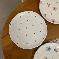 Assiette a gateau ceramique style coreen motif floral